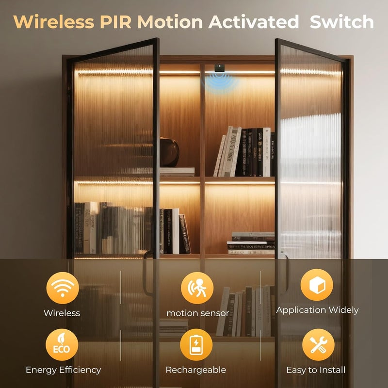 VST Motion Sensor Light Switch, Wireless IR Sensor Switch, LED Light Automatic Switch for Closet Light Under Cabinets Counters Wardrobes with JST Male and Female - Image 2